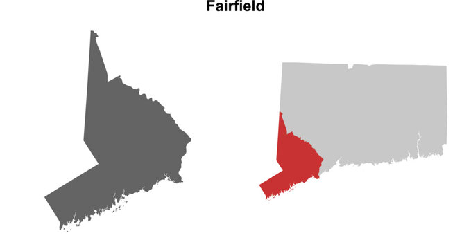 Fairfield County (Connecticut) blank outline map set
