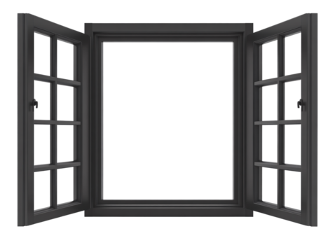 a black window with white background