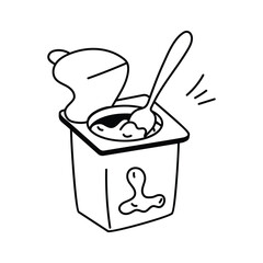 Yogurt cup with spoon vector design, great for breakfast