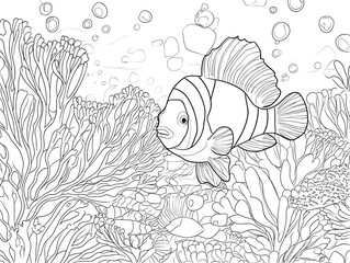 a coloring page of a fish