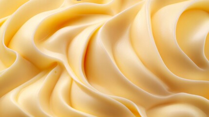 Obraz premium Luxurious Swirls of Creamy Yellow Butter Texture: A Culinary Delight in Vibrant, Soft Patterns
