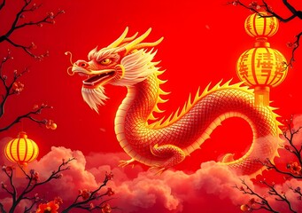 Fototapeta premium Chinese' Day with big Dragon with China Dragon, for China' Day.