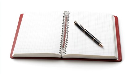 Open notebook and pen on clean desk