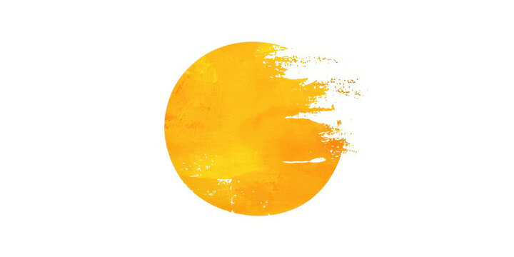 A yellow circle with a brush stroke on it