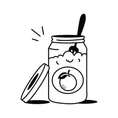 Jar of strawberry jam, perfect for spreading on toast