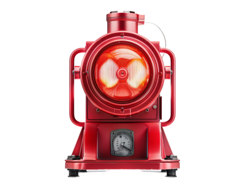 a red light on a white background