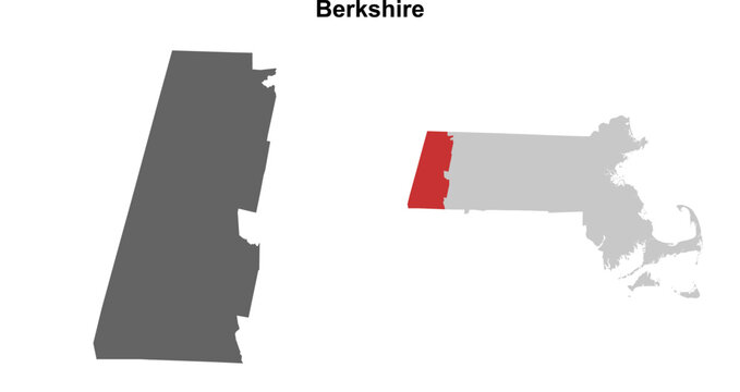 Berkshire County (Massachusetts) blank outline map set