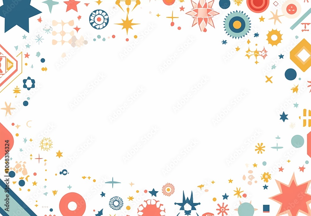 Fototapete a flat vector illustration of colorful islamic geometric patterns on a white background, with the le