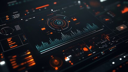 Obraz premium Futuristic Technology Interface with Data Visualizations and Control Elements