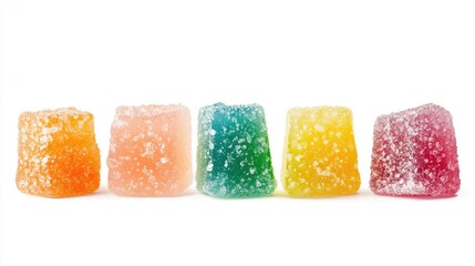 Colorful Assortment of Gelatin Candies on White Background