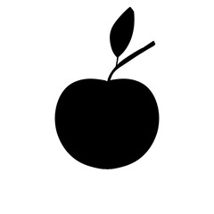 Black apple on a white background. Illustration of an apple on a white background.