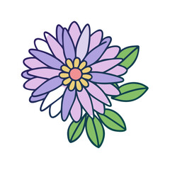 aster flower vector icon, vector flower illustration, flower icon - simple vector illustration of a aster flower, ideal for floral designs, botanical art, and nature-themed projects..