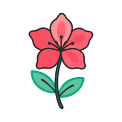 azalea flower vector icon, vector flower illustration, flower icon - simple vector illustration of a azalea flower, ideal for floral designs, botanical art, and nature-themed projects..