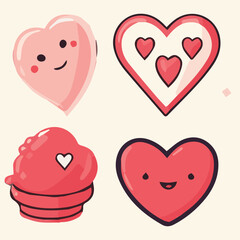 Illustration Vector Set of love stickers