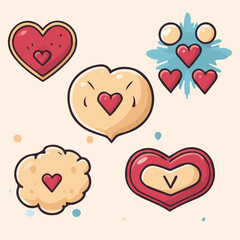 Illustration Vector Set of love stickers
