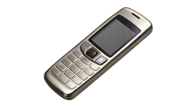 old model mobile phone on a transparent background.