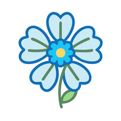 forget me not flower vector icon, vector flower illustration, flower icon - simple vector illustration of a forget me not flower, ideal for floral designs, botanical art, and nature-themed projects..
