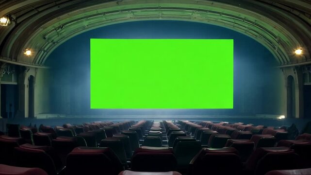 Theater Seats. Green screen projection, Green Screen Cinema Projection Film Texture Zoom In Empty Movie
