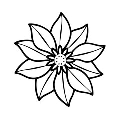 clematis  flower vector icon, vector flower illustration, flower icon - simple vector illustration of a clematis  flower, ideal for floral designs, botanical art, and nature-themed projects..