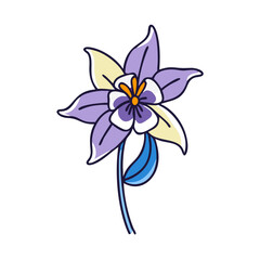 Naklejka premium columbine flower vector icon, vector flower illustration, flower icon - simple vector illustration of a columbine flower, ideal for floral designs, botanical art, and nature-themed projects..