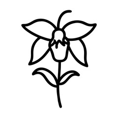 columbine flower vector icon, vector flower illustration, flower icon - simple vector illustration of a columbine flower, ideal for floral designs, botanical art, and nature-themed projects..