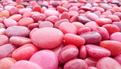 Pink and Red Polished Stones Close Up,
