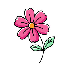 cosmos  flower vector icon, vector flower illustration, flower icon - simple vector illustration of a cosmos  flower, ideal for floral designs, botanical art, and nature-themed projects..