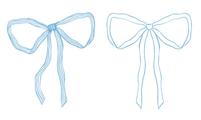 Beautiful vector stock set with watercolor hand drawn bow illustrations.
