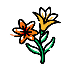 crocosmia flower vector icon, vector flower illustration, flower icon - simple vector illustration of a crocosmia flower, ideal for floral designs, botanical art, and nature-themed projects..