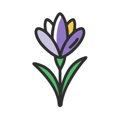 crocus flower vector icon, vector flower illustration, flower icon - simple vector illustration of a crocus flower, ideal for floral designs, botanical art, and nature-themed projects..