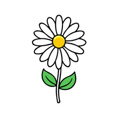 daisy  flower vector icon, vector flower illustration, flower icon - simple vector illustration of a daisy  flower, ideal for floral designs, botanical art, and nature-themed projects..