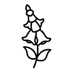foxglove flower vector icon, vector flower illustration, flower icon - simple vector illustration of a foxglove flower, ideal for floral designs, botanical art, and nature-themed projects..