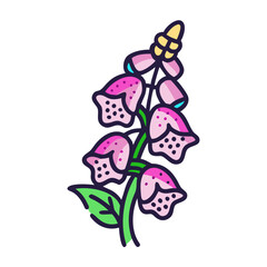 foxglove flower vector icon, vector flower illustration, flower icon - simple vector illustration of a foxglove flower, ideal for floral designs, botanical art, and nature-themed projects..