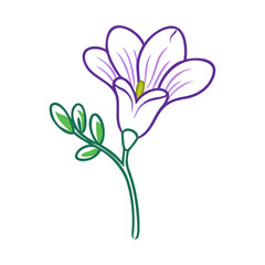 freesia flower vector icon, vector flower illustration, flower icon - simple vector illustration of a freesia flower, ideal for floral designs, botanical art, and nature-themed projects..