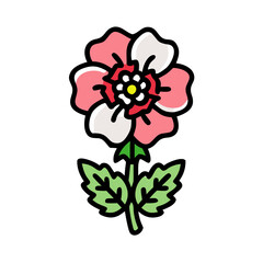 hollyhock flower vector icon, vector flower illustration, flower icon - simple vector illustration of a hollyhock flower, ideal for floral designs, botanical art, and nature-themed projects..