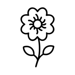 hollyhock flower vector icon, vector flower illustration, flower icon - simple vector illustration of a hollyhock flower, ideal for floral designs, botanical art, and nature-themed projects..