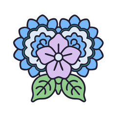 hydrangea  flower vector icon, vector flower illustration, flower icon - simple vector illustration of a hydrangea  flower, ideal for floral designs, botanical art, and nature-themed projects..