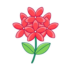 ixora flower vector icon, vector flower illustration, flower icon - simple vector illustration of a ixora flower, ideal for floral designs, botanical art, and nature-themed projects..