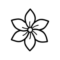 jasmine flower vector icon, vector flower illustration, flower icon - simple vector illustration of a jasmine flower, ideal for floral designs, botanical art, and nature-themed projects..