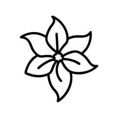 jasmine flower vector icon, vector flower illustration, flower icon - simple vector illustration of a jasmine flower, ideal for floral designs, botanical art, and nature-themed projects..