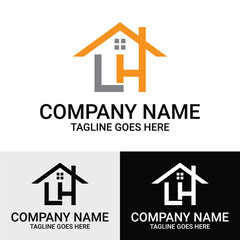 LH letter initial real estate vector logo design template