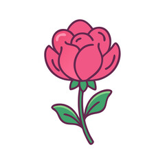 peony  flower vector icon, vector flower illustration, flower icon - simple vector illustration of a peony  flower, ideal for floral designs, botanical art, and nature-themed projects..