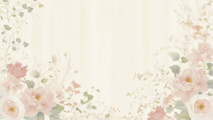 wallpaper with a flower and plant theme with a cream colored background