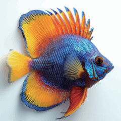 Fototapeta premium Colorful fish on a white background. 3d illustration. Isolated.