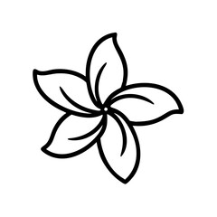 plumeria flower vector icon, vector flower illustration, flower icon - simple vector illustration of a plumeria flower, ideal for floral designs, botanical art, and nature-themed projects..