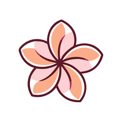plumeria flower vector icon, vector flower illustration, flower icon - simple vector illustration of a plumeria flower, ideal for floral designs, botanical art, and nature-themed projects..