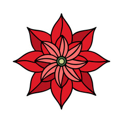 poinsettia flower vector icon, vector flower illustration, flower icon - simple vector illustration of a poinsettia flower, ideal for floral designs, botanical art, and nature-themed projects..