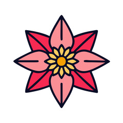 poinsettia flower vector icon, vector flower illustration, flower icon - simple vector illustration of a poinsettia flower, ideal for floral designs, botanical art, and nature-themed projects..