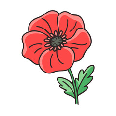 poppy flower vector icon, vector flower illustration, flower icon - simple vector illustration of a poppy flower, ideal for floral designs, botanical art, and nature-themed projects..