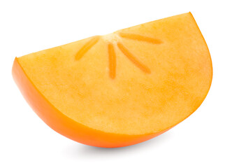 sliced ripe persimmon isolated on white background. clipping path